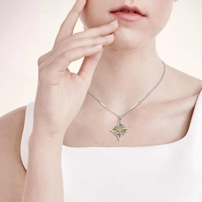 Celtic Four-Point Knot w/ Crystals Pendant