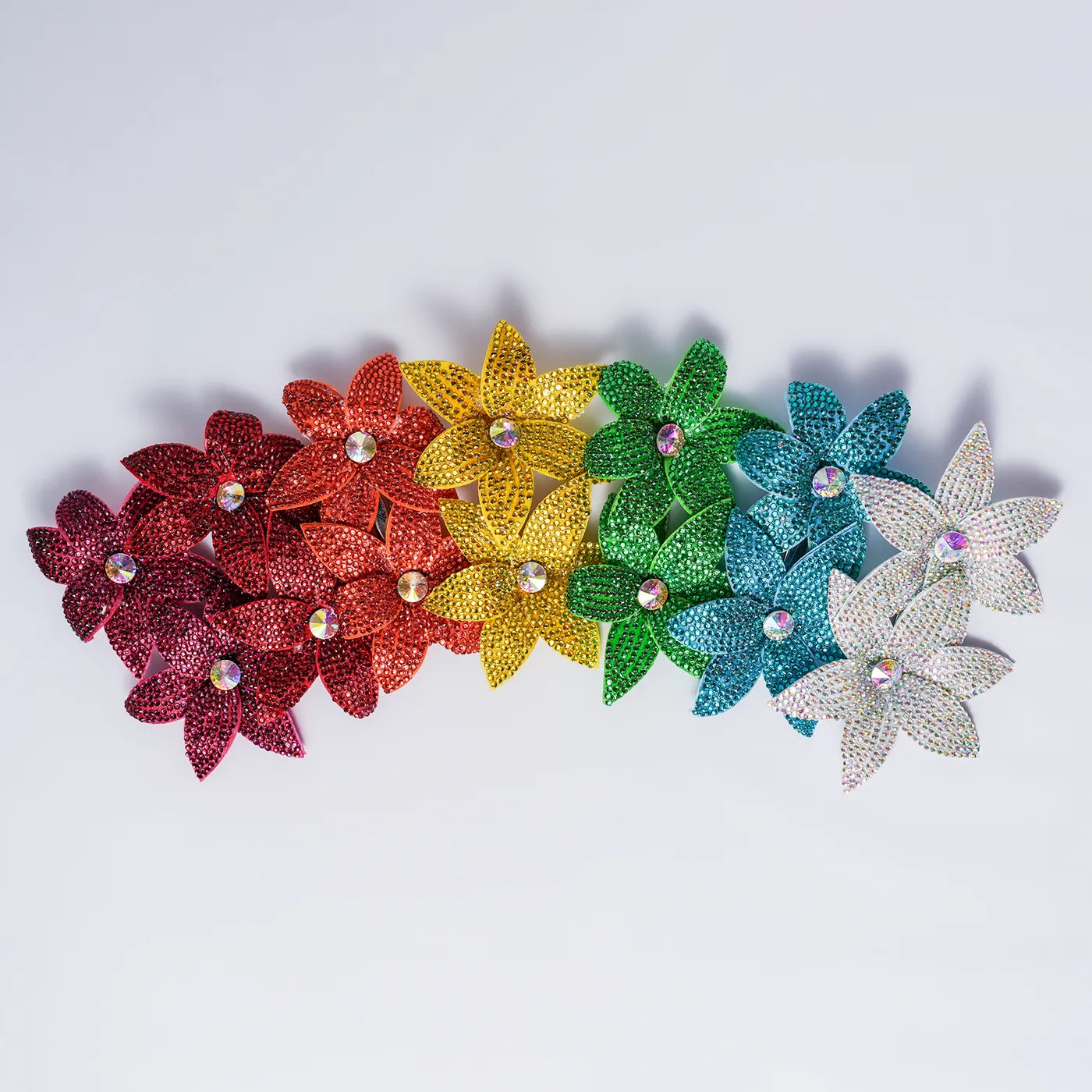 Double Crystal Flower Clip