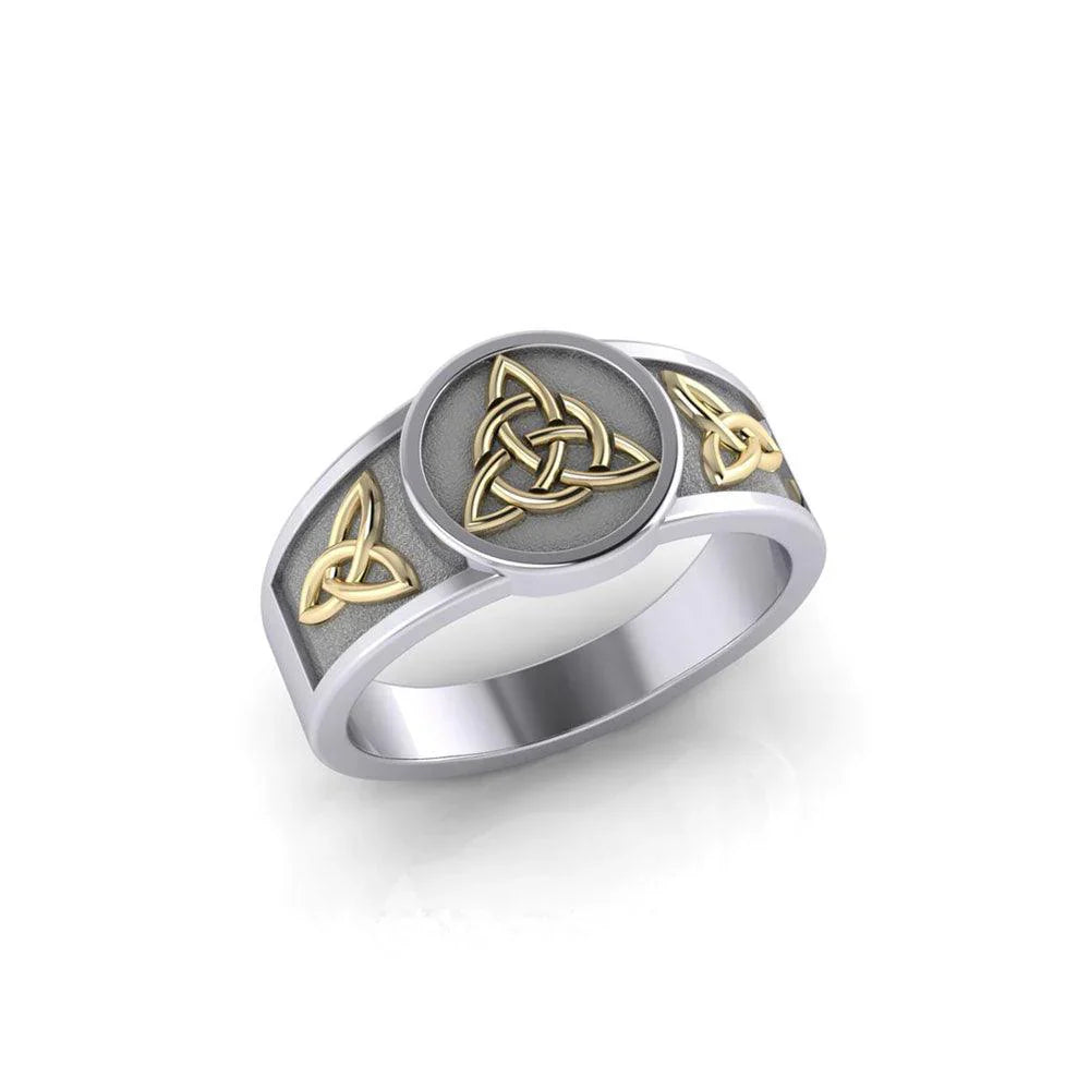 2 Tone Triquetra Signet Ring