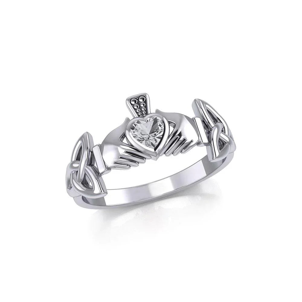 Irish Claddagh Ring w/ Gem (TRI1902)