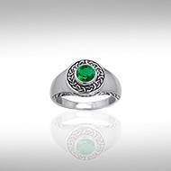 Celtic Knotwork Signet Ring w/ Gem