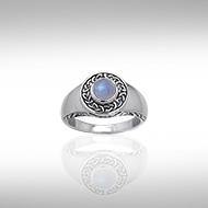 Celtic Knotwork Signet Ring w/ Gem