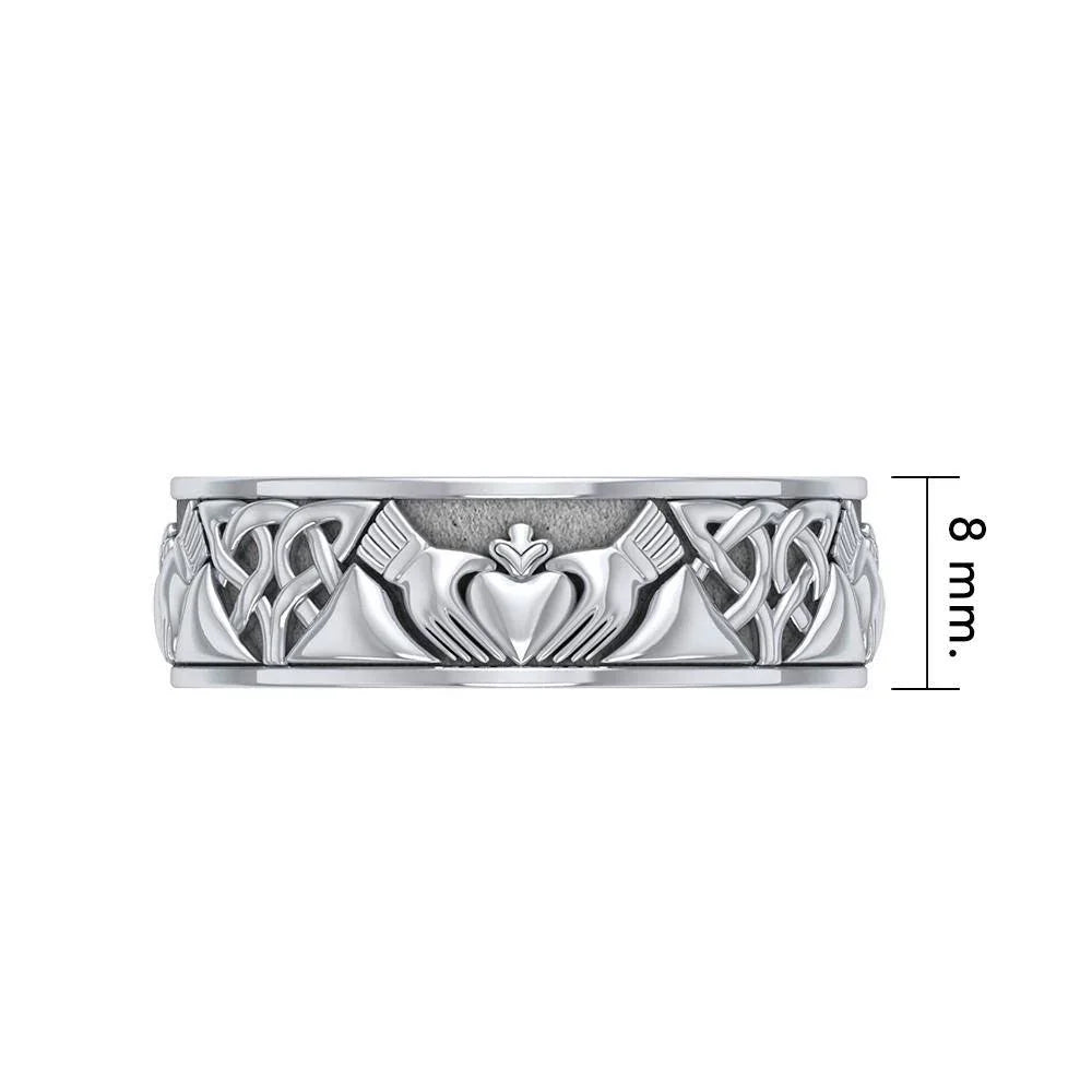 Claddagh & Celtic Knotwork Spinner Ring