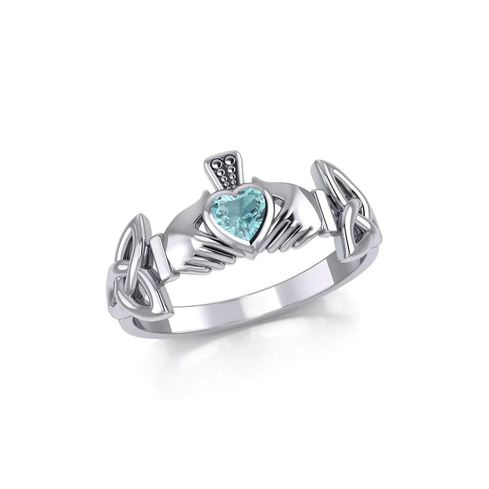 Irish Claddagh Ring w/ Gem (TRI1902)