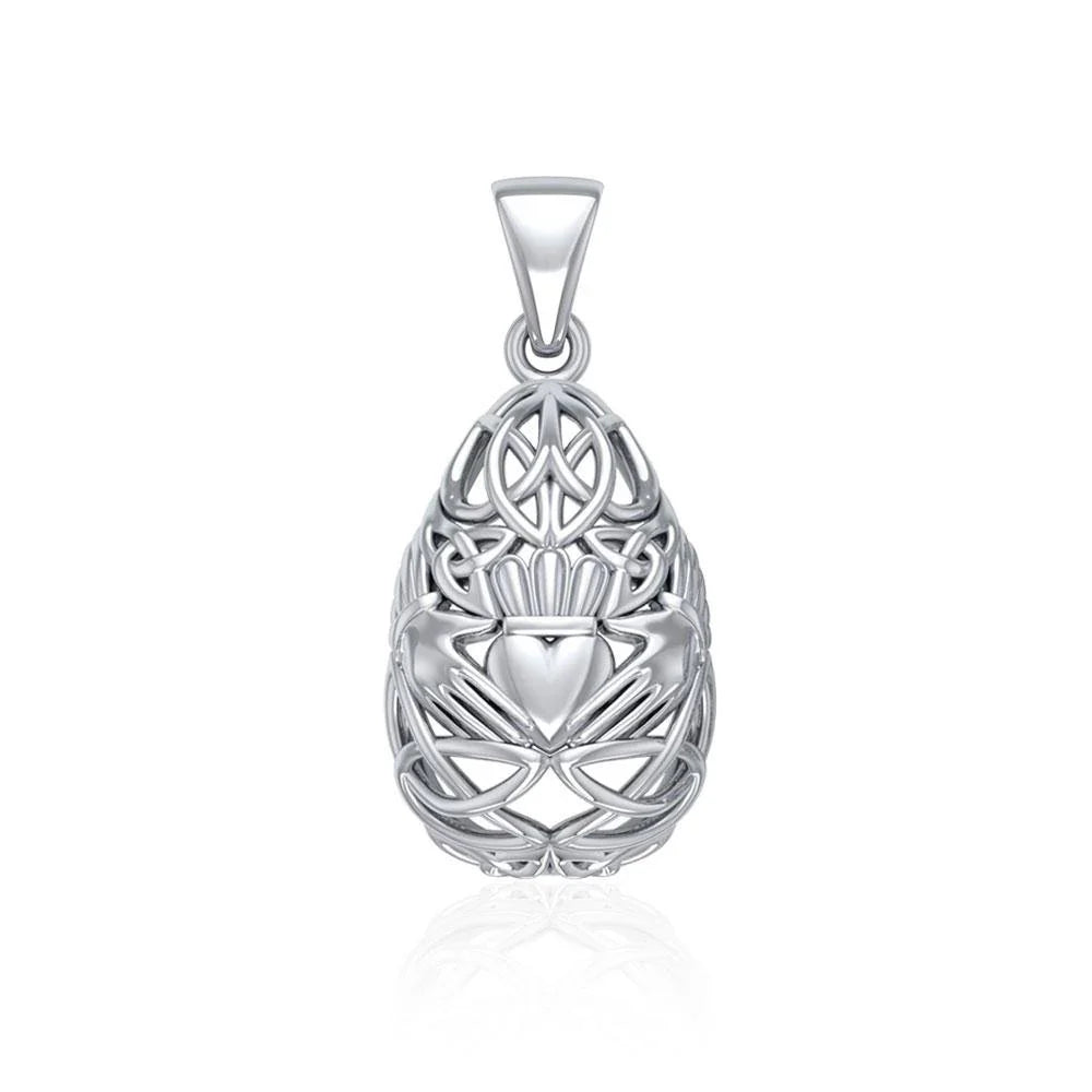 Teardrop Shape Celtic Claddagh Pendant