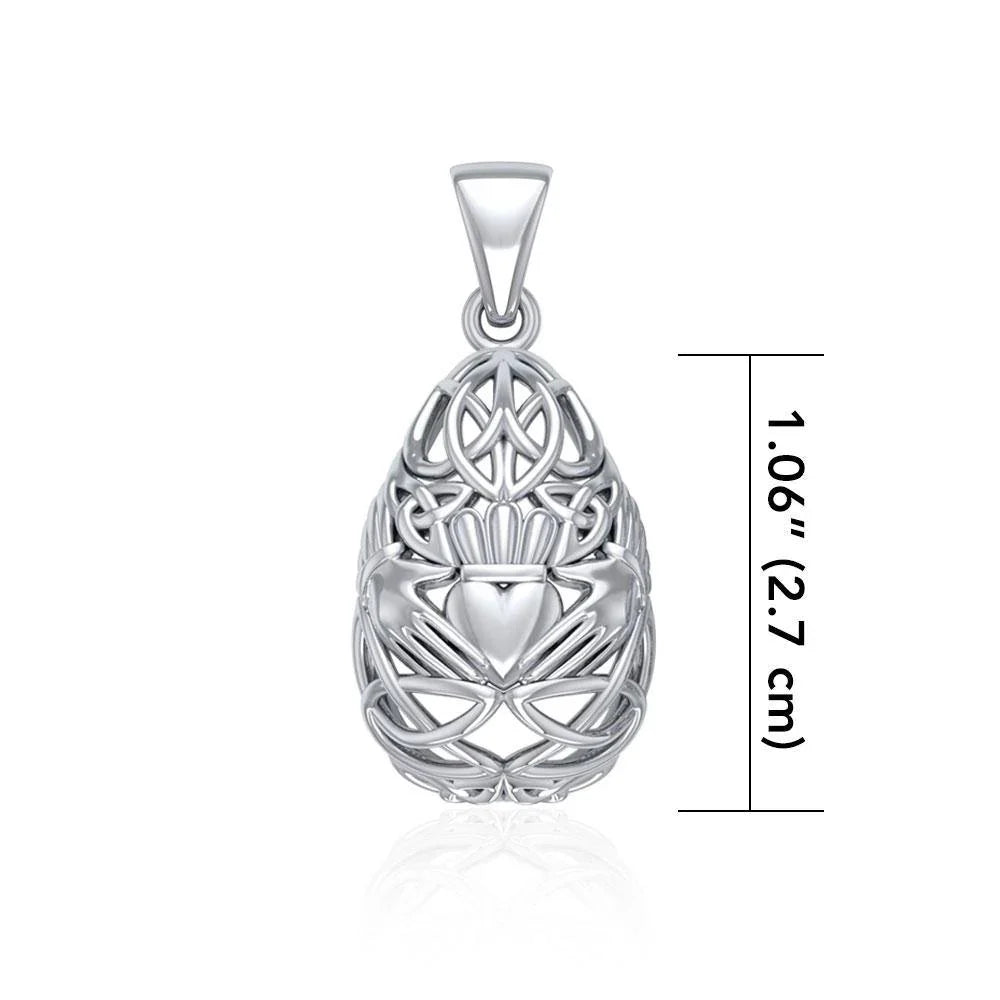 Teardrop Shape Celtic Claddagh Pendant