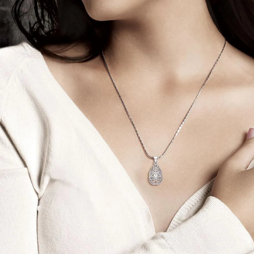 Teardrop Shape Celtic Claddagh Pendant